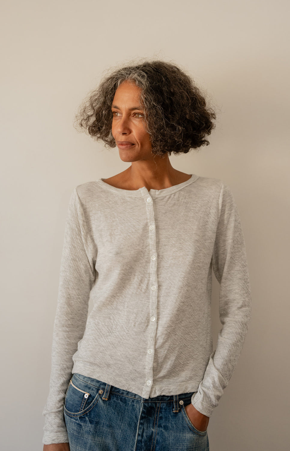 Heather Grey Double Face Cardigan