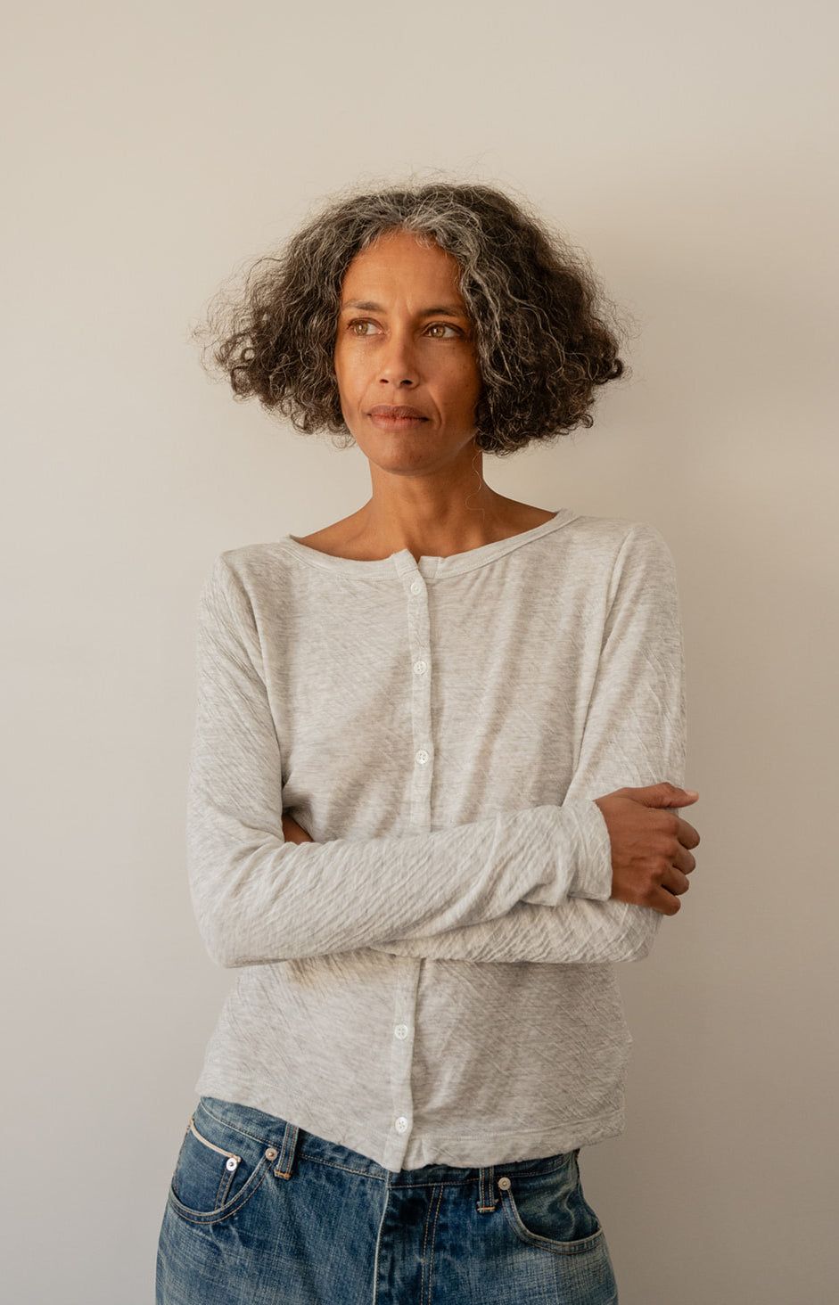 Heather Grey Double Face Cardigan