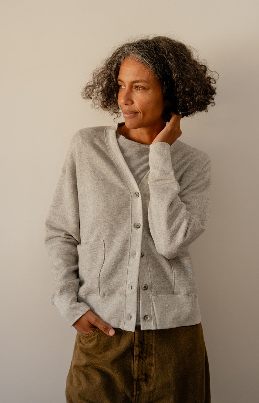 Heather Grey Fleece Cardigan
