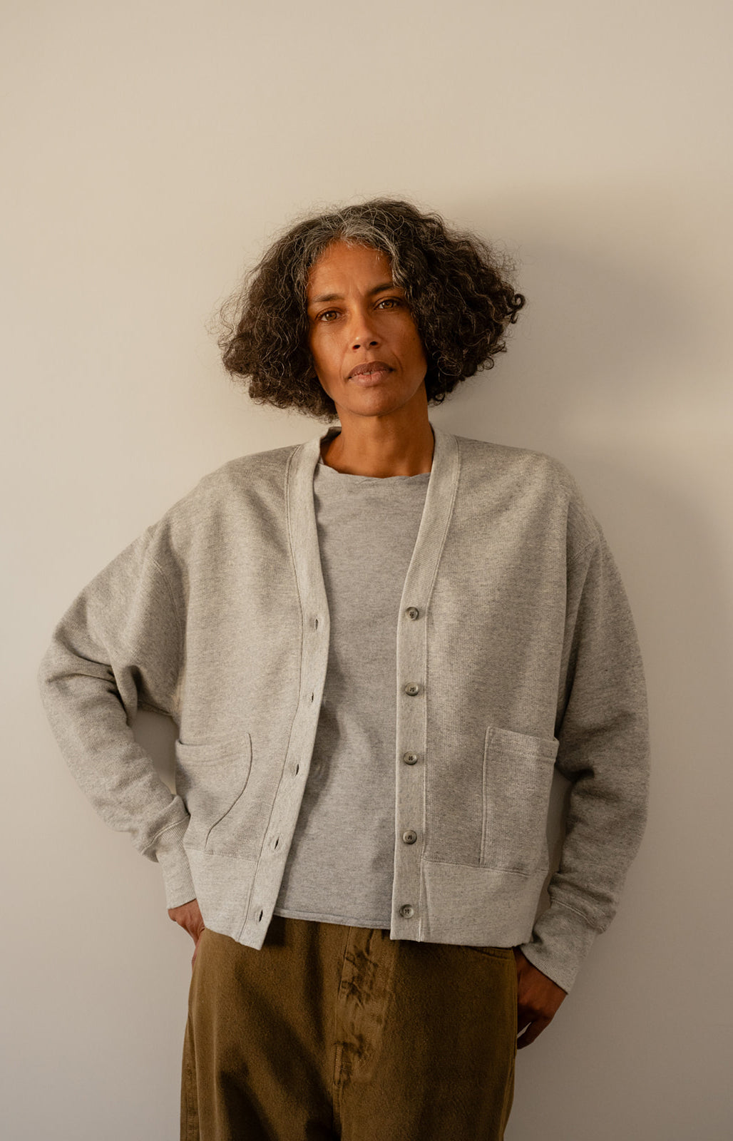 Heather Grey Fleece Cardigan
