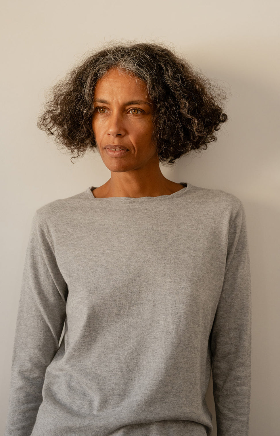 Heather Grey Cotton Cashmere Tee