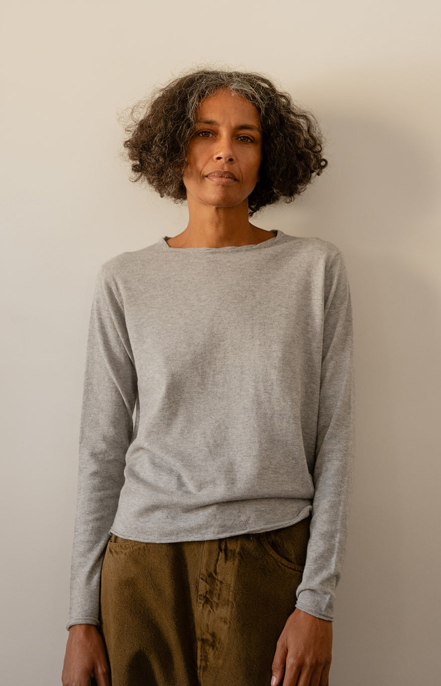 Heather Grey Cotton Cashmere Tee