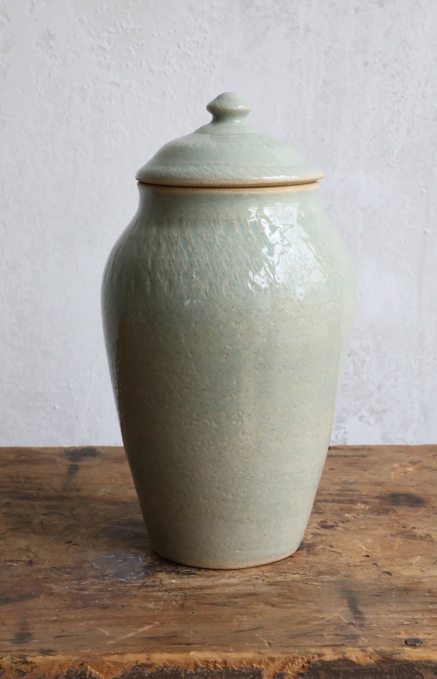 Pale Green Ceramic Jar