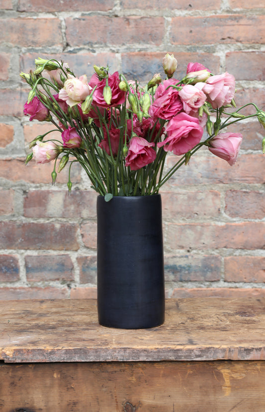 Dark Navy Ceramic Cylinder Vase