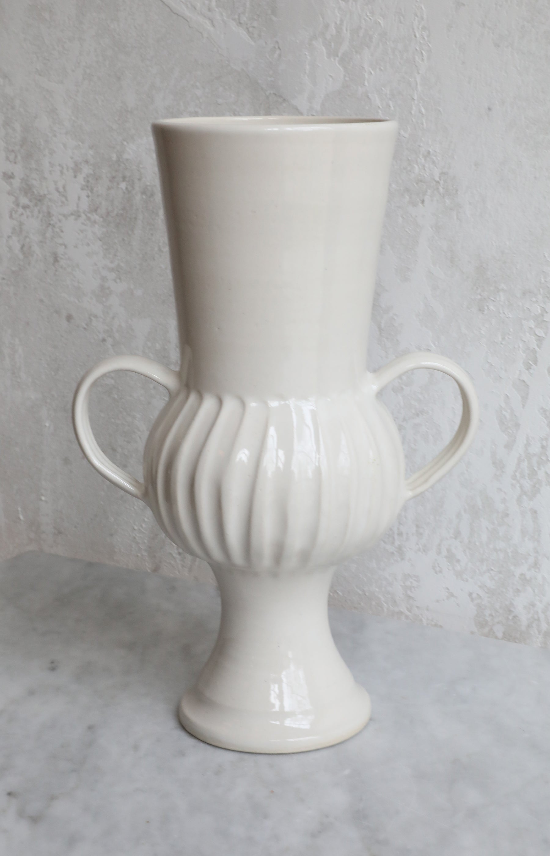 Ivory Pleated Ceramic Vase