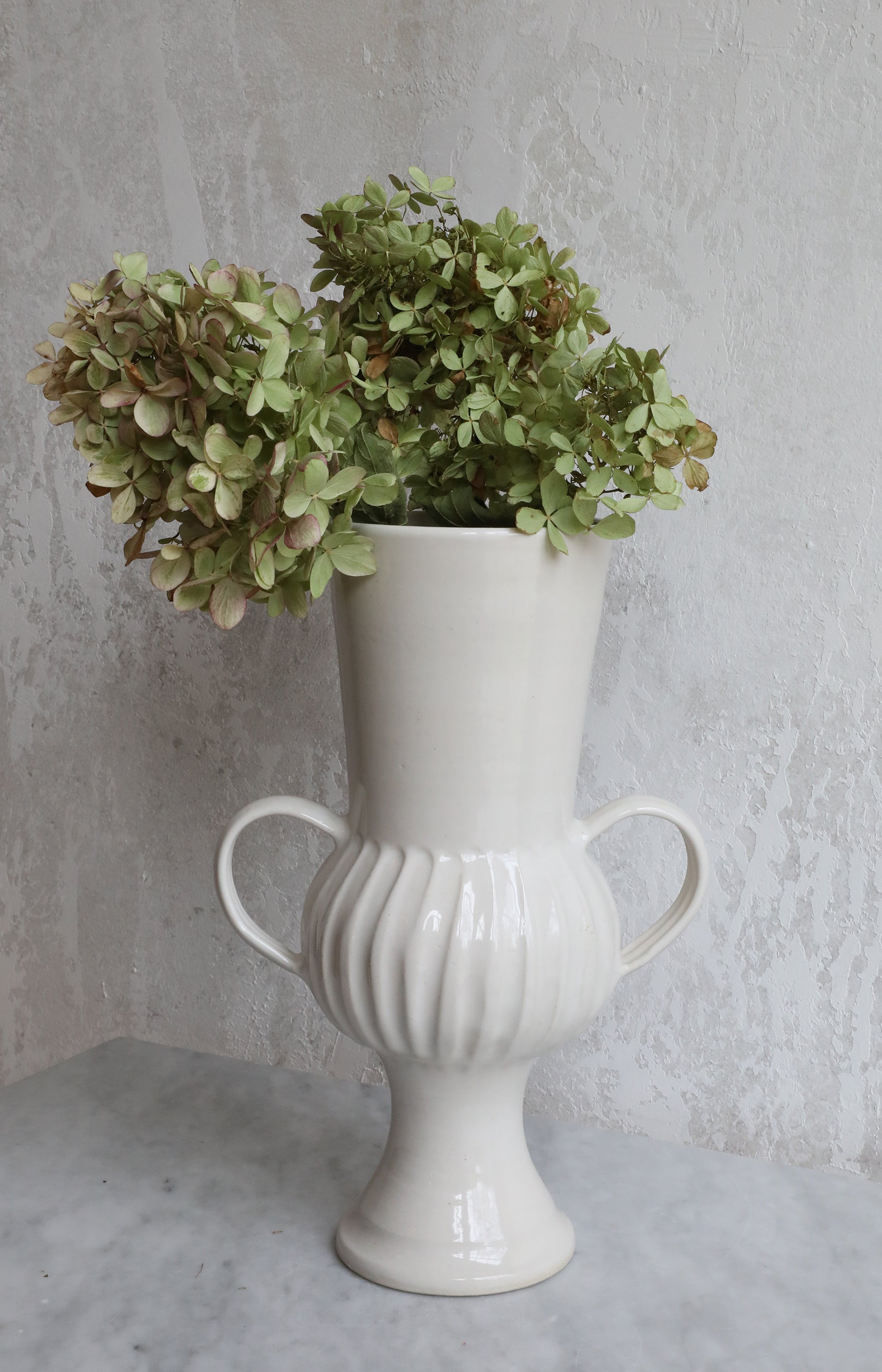 Ivory Pleated Ceramic Vase