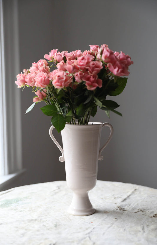Glossy Blush Pedestal Vase