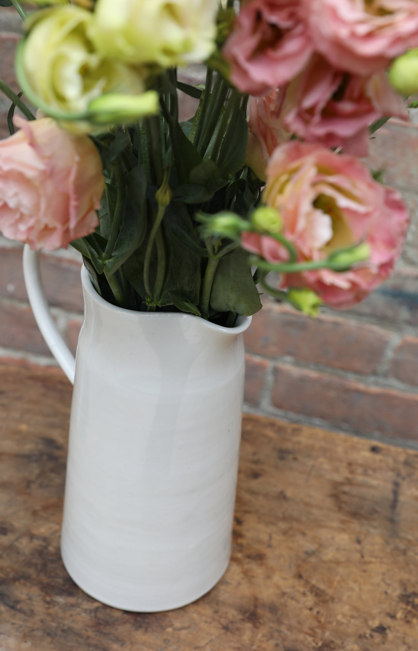 Shiny Ivory Ceramic Pitcher