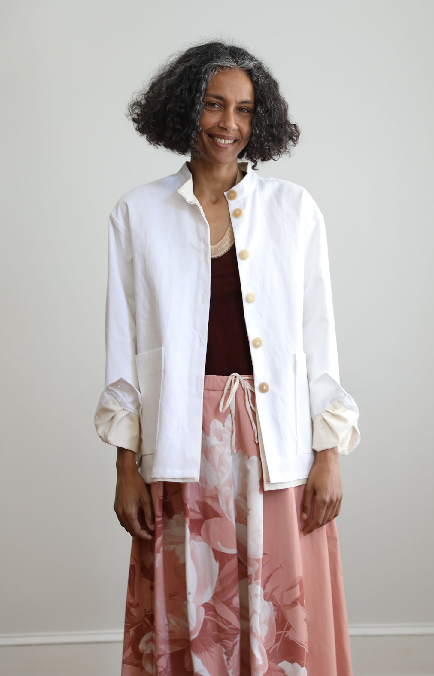 White Cotton Linen Jacket