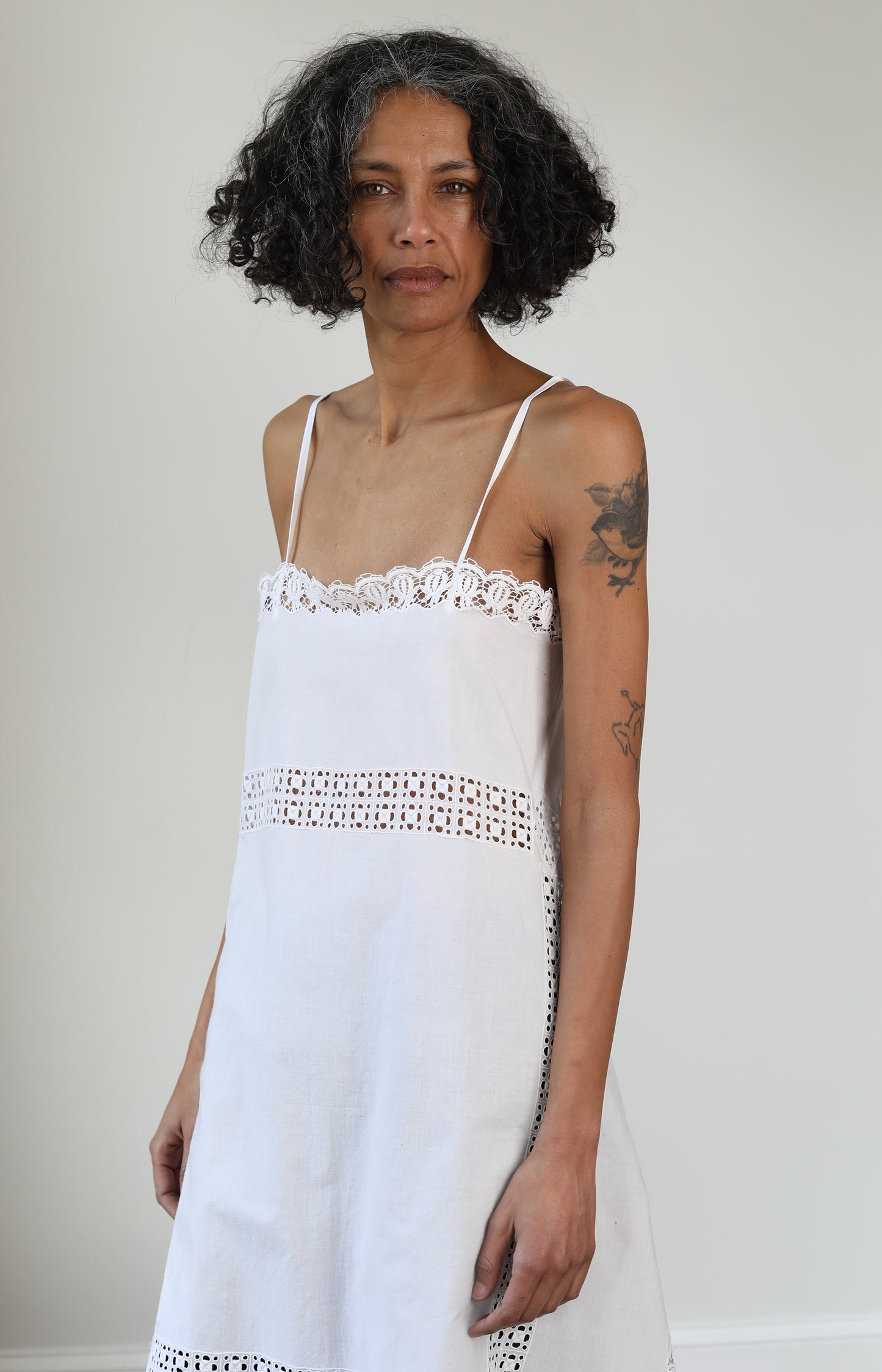 Crescent White Apron Dress