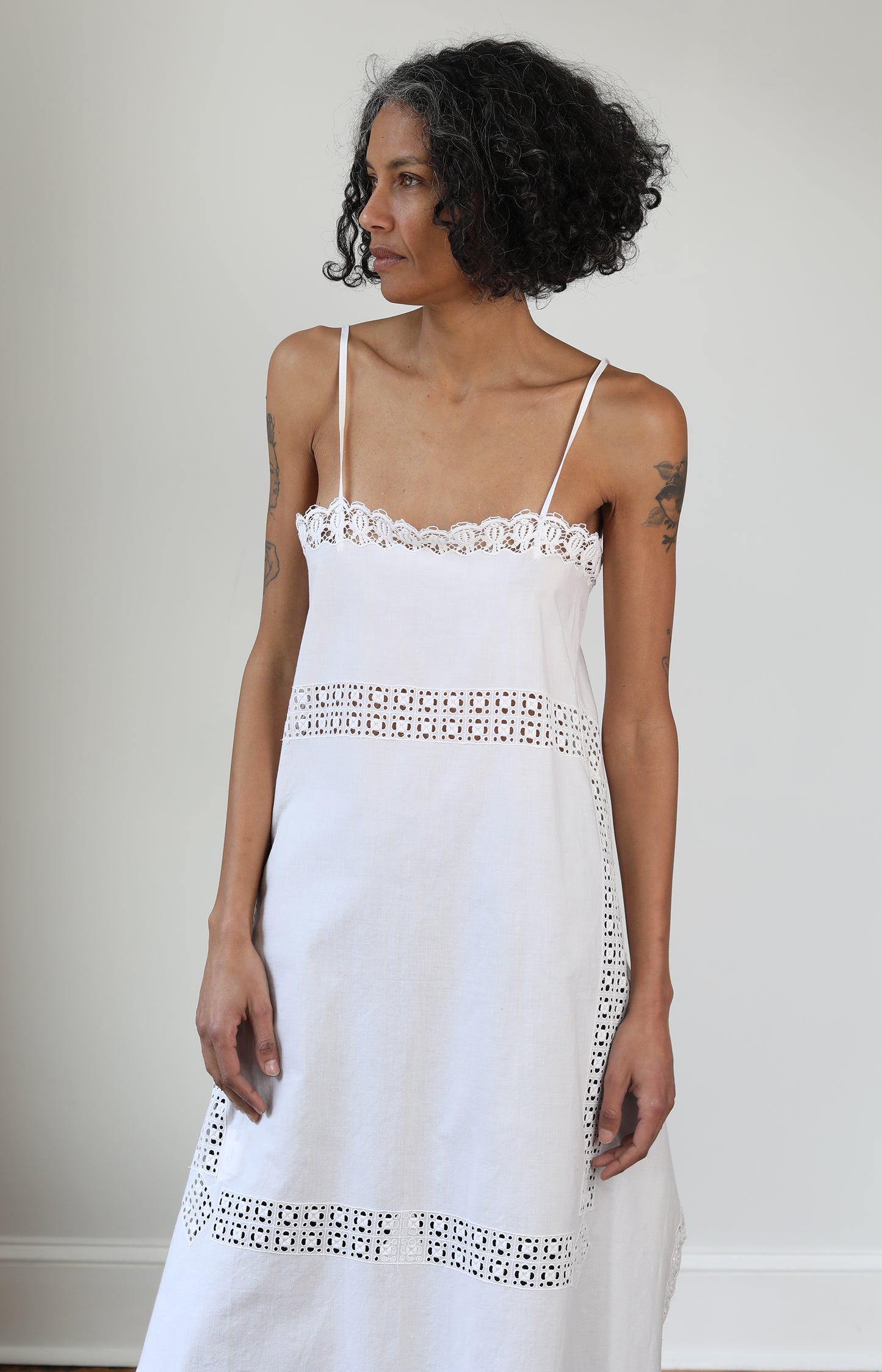 Crescent White Apron Dress