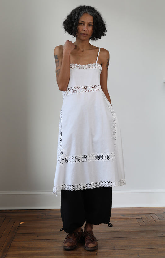 Crescent White Apron Dress