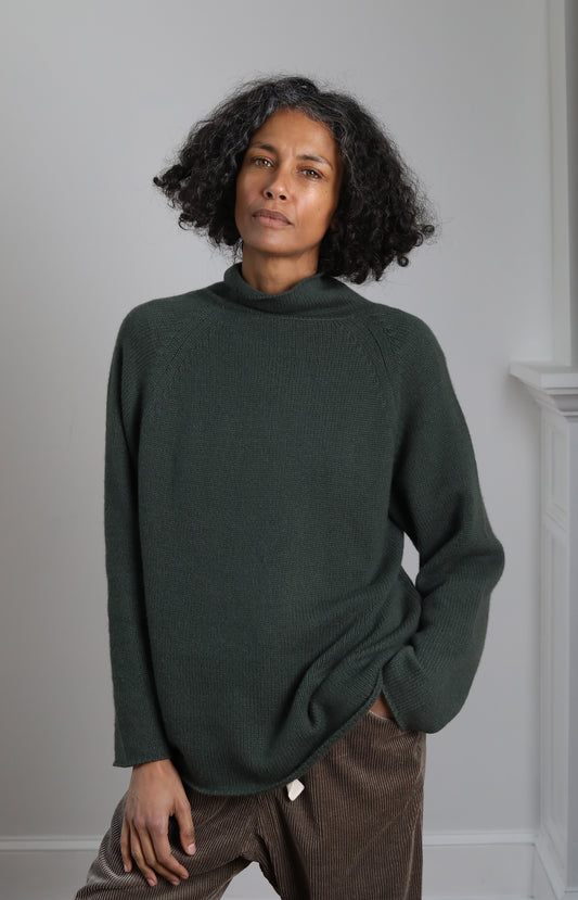 Moss Green Roll Neck Sweater