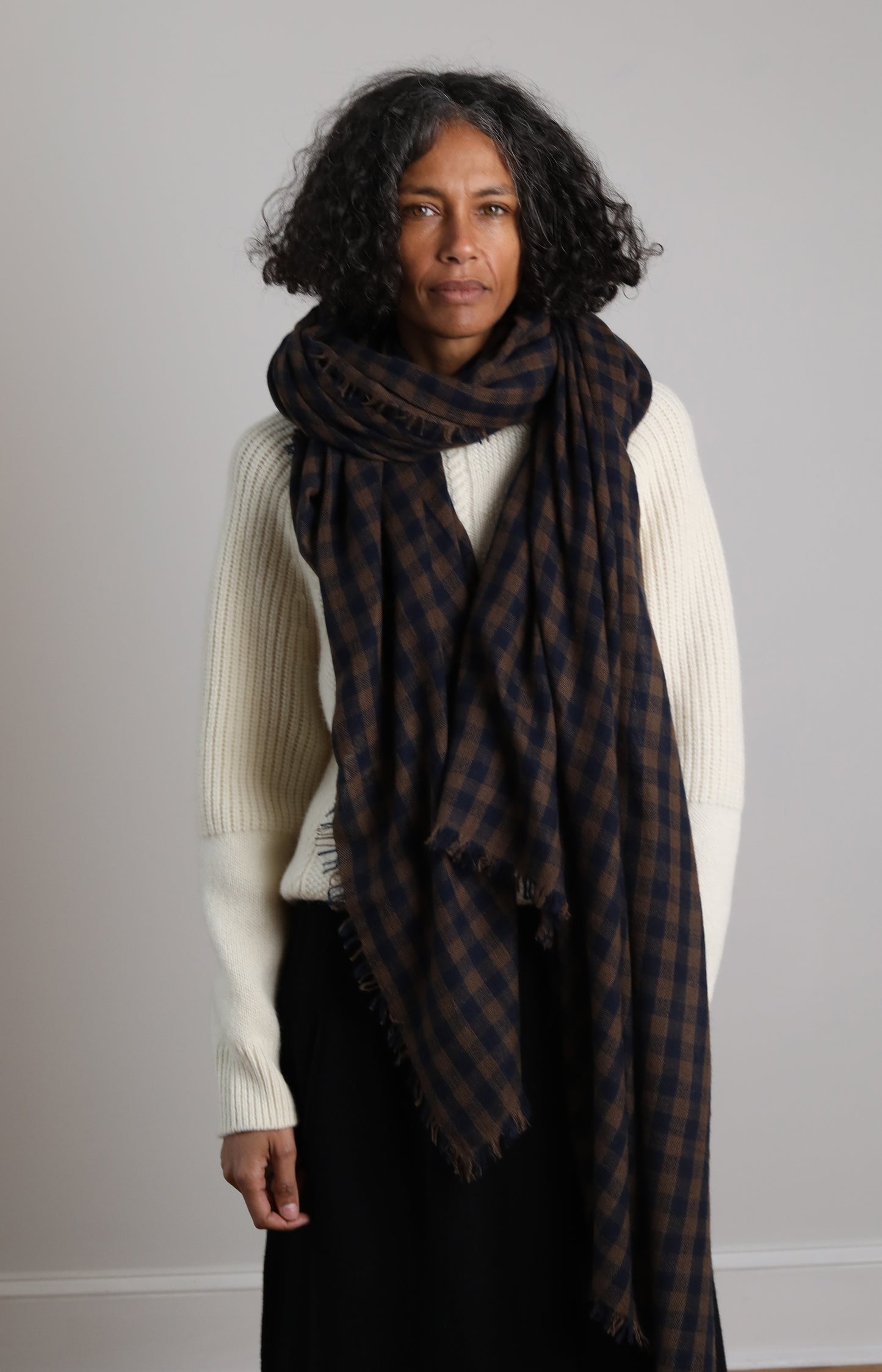 Brown & Navy Cashmere Scarf