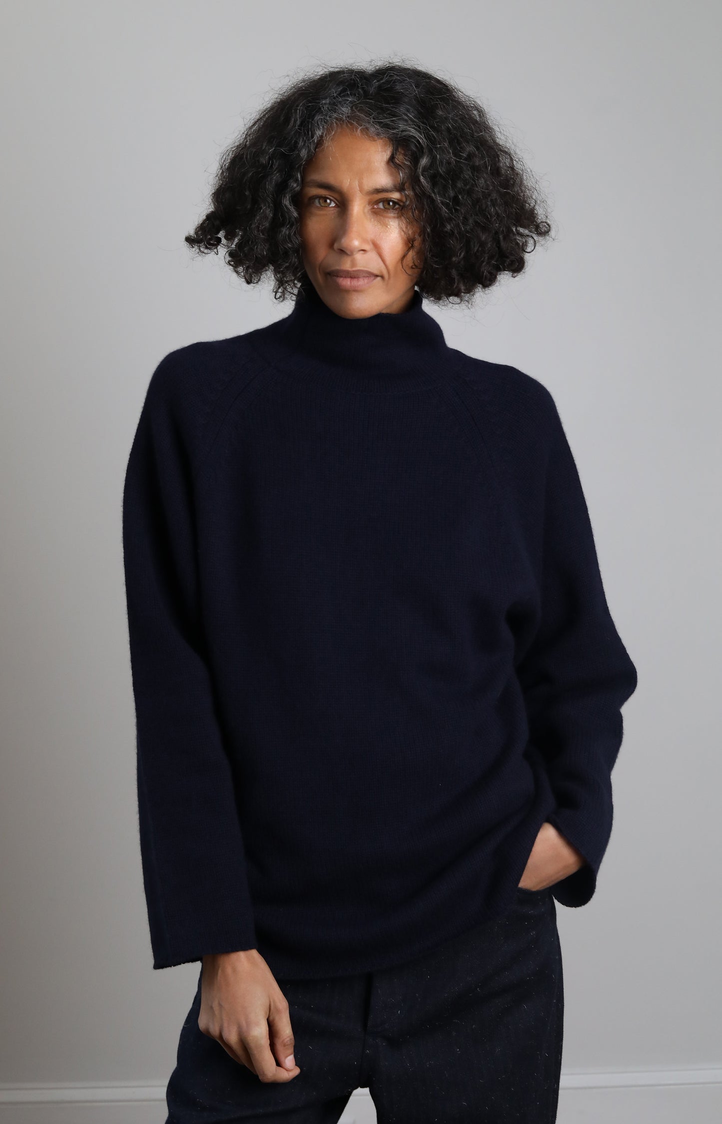 Dark Navy Roll Neck Sweater