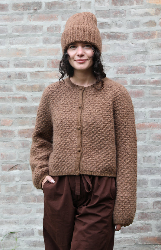 Cognac Cashmere & Silk Teddy Cardigan