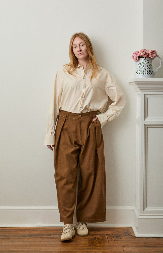 Ochre Pinstripe Kassel Trousers