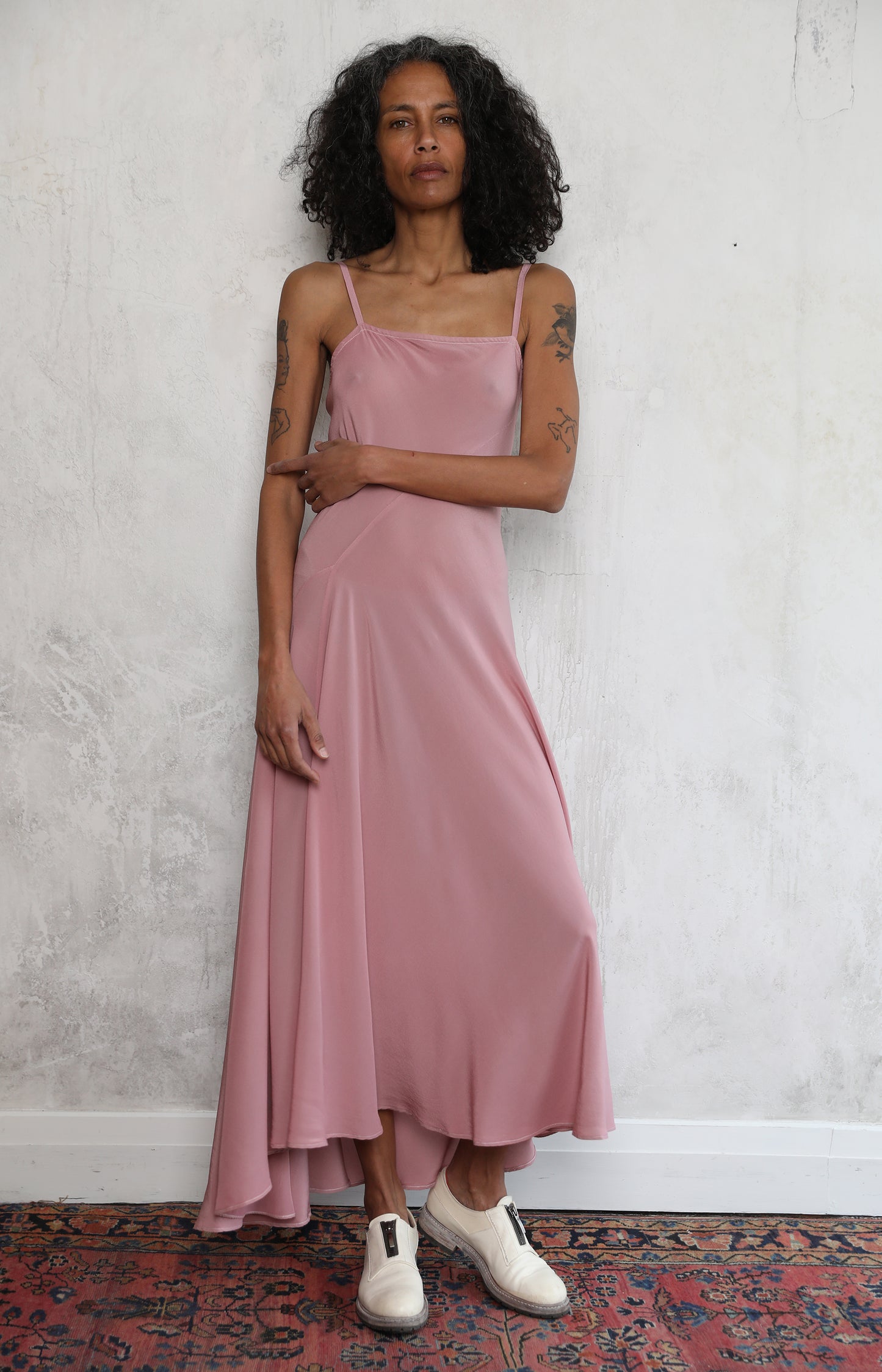 Rose Silk Slip Dress
