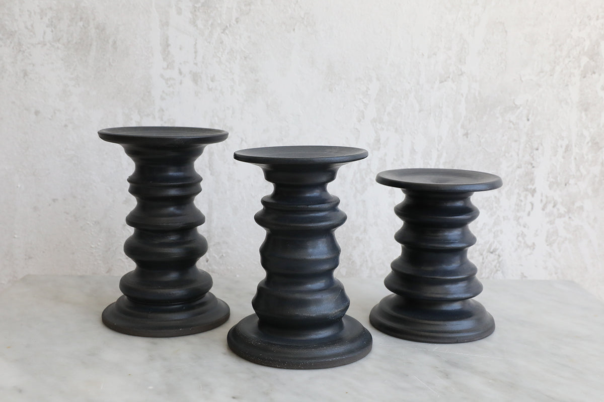 Black Ceramic Pillar Holder